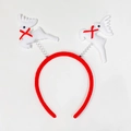 Christmas headband with white reindeer felt charms on springs with red ribbon bows - 24# White Reindeer