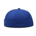 Royal blue docker hat with minimalist brimless design and cotton twill texture - Adjustable / Sapphire Blue