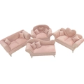 Pink velvet dollhouse sofa furniture set including 4 pieces with silver legs - Sakura Pink 4-Piece Set