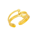 Three-layer 18k gold plated stainless steel spiral open ring with small bead details - Style 4813-Multi-layer Beads