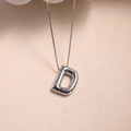 Polished silver letter D balloon pendant necklace with 3D mirror finish on fabric - Letter D - Silver