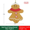 Christmas gingerbread man ornament with red scarf and hat, size 7x6cm, resin material - Small Gingerbread Man with Red Scarf Type B