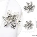 Detailed view of silver snowflake napkin ring with crystal studs and precise dimensions - Silver Snowflake (15 Silver)