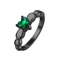 Anillo gótico de acero inoxidable negro con una piedra esmeralda corazón verde - US 10 / Negro - Circón Verde