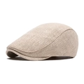 Béret classique en lin beige avec tissu texturé pour un style décontracté et protection solaire - Kaki