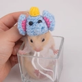 Handmade sky blue crochet elephant hat for hamsters and small pets - Elephant
