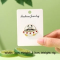 Cute panda in UFO enamel pin with stars, gold-plated cartoon brooch for clothing accessory - Astronaut UFO Panda