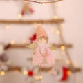 Angelo di Natale in peluche rosa con ali glitterate e cappello a maglia per albero - Piccolo Angelo Rosa Con Perline / Rosa