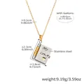Collana a medaglione a libro bicolore in acciaio inossidabile con incisione My Love - Bicolore Oro Argento Stile Mio Amore (RP022)