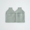 Par de bolsas para joyas de microfibra gris claro con diseño de solapa de sobre - 8*8cm / verde claro