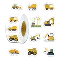Rolle mit Cartoon Baustellen-Aufklebern mit gelben Baggern und Kräanen für Kinder - Jjt017 Technische Fahrzeuge (10 Bilder 500 Blatt)