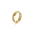 6mm gold-plated stainless steel ring with elegant center groove and inset zircons - Gold Women's Style KR86747-K