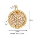 Pave setting heart pendant with white zircon and rope edge detail, 10mm gold finish - Gold Round Pave Zircon