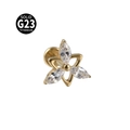 G23 titanium labret stud with golden marquise cubic zirconia flower cluster - Style 1-Gold Color