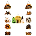 Three-piece Halloween hanging paper decorations featuring ghost and pumpkin cartoon motifs - Ghost Hanger + Couplet Set