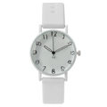 Minimalist white fashion watch with hand-drawn numeric dial and silicone strap - White