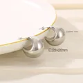 Polished silver stainless steel hollow C-shaped earrings in 23x20mm size for women - 23x20mm / Steel