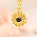 Golden evil eye necklace pendant with sunburst rays and black zircon center stone - K303 Black Eye Pendant Only (Without Chain) (ZYN-DMK303G)