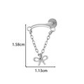 F136 titanium silver chain cartilage earring with bow pendant and size measurements - Bow Chain Style (T2534-5#) / Silver