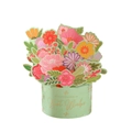 Dettaglio biglietto auguri 3D con bouquet floreale colorato e testo dorato su base verde - S613# Verde