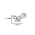 Silver butterfly labret stud with cubic zirconia insets and flat back piercing - 9# Bowknot Style - Silver