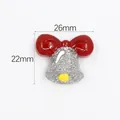 Glittery silver Christmas bell charm with red bow resin DIY accessory for hair clips - White Bell