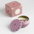 Pink soy wax candle in mandala metal tin with matching gift box and dried petals - Extra Small Bubble Wrap 5.5 X 3.6 Cm. / Peony