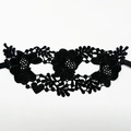 Elegant black lace masquerade mask with intricate rose and vine floral patterns - Large Rose
