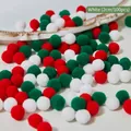 2cm mixed Christmas plush pom poms in red, white and green for DIY crafts, 100pcs pack - White (2cm, 100pcs/pack)