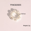 Detailed view of pearl ring YYAC025035 with white beads and 0.61cm size specs - Pearl String Ear Buckle Accessory (YYAC025035)