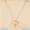 Golden manta ray pendant necklace with white inlay and detailed chain dimensions - Manta Ray (KN293644-GC) / Gold