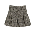 Leopard print tiered ruffle mini skirt with elastic high waist in soft chiffon fabric - XS / Leopard Print