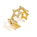 Minimalistische 18K vergulde roestvrijstalen open ring met pavé ster ontwerp - Zirkoon Ster Open Ring - Goud