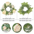 Champagne rose candle ring wreath with green leaves 20cm outer and 7.5cm inner diameter - Peony Wreath Beige