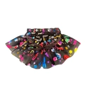 Halloween pet cape collar with colorful laser pumpkin and star prints on black mesh - M (For Medium Dogs) / Black Multi-color