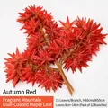 Autumn red artificial maple branches with 15 waterproof silk leaves for decor - Autumn Red Glue-coated Fragrant Hill Maple