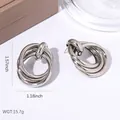 Intertwined silver multi-layer hoop earrings measuring 4cm high by 3cm wide - Silver Multi-Loop Intertwined Hoops (BJGE1949)