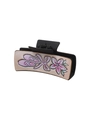 Western style black hair claw clip with pink pattern and cowhide texture - Black Pink Decor Style (90156)