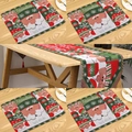 Detailed Christmas table runner and placemats set featuring Santa and HO HO HO patterns - Knitted Santa Claus