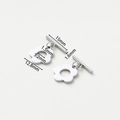 Silver flower-shaped OT toggle clasp for DIY jewelry making 15mm with measurements - Platinum Plum Blossom OT Clasp Type 1 - 4Pcs/Pack