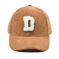 Berretto da baseball in velluto a coste marrone con toppa a D e paillettes oro - D-Toppa Lettera (Marrone)