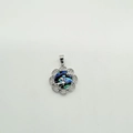 S925 silver rabbit pendant with colorful abalone shell inlay and zircon border - Rabbit - Platinum - Abalone Shell