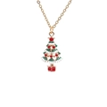 Collana con ciondolo albero di Natale in smalto verde e catena d'oro su sfondo bianco - Collana Albero di Natale