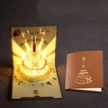 Biglietto auguri 3D pop-up con torta LED luminosa e busta marrone coordinata - Marrone