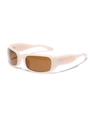 Y2K cream thick rectangle sunglasses with dark brown lenses in a trendy style - Jelly Pink