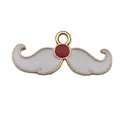 Ciondolo baffi natalizi bianco e rosso con cornice in lega dorata per fai da te - Barba Bianca (14267) / 1 Pezzo/Confezione (11x25mm) / Bianco Rosso Oro