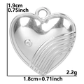 Macro shot of silver heart pendant with wavy texture and precise size measurements - Pendant / Steel
