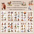 Set van 10 tijdelijke paardentattoos in waterverfstijl met bloemmotieven 12x6,8 cm - 10 stuks paarden / 6.8*12cm