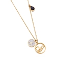 Collar dorado con colgante de paz, gema de gota y brillantes cristales claros - Estilo Paz Dorado (KN82524-KSP)