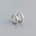 Orecchini a cerchio in argento sterling S925 con zirconi a taglio baguette e piccoli diamanti - Pietra Rettangolare / Oro Bianco